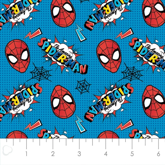 Spider Man Fabric by the Yard Marvel Kawaii Spider Man Logo and Head Toss Camelot 13080029 6