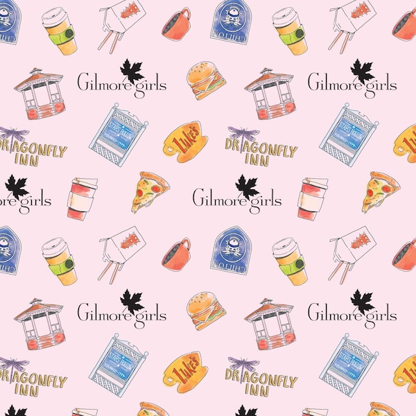 Gilmore Girls Cotton Fabric by the Yard - Gilmore Girls Soft Wash Memories Pink - Camelot 23840101-3