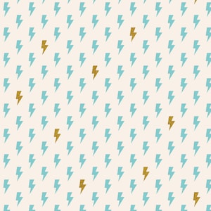 Lightning Bolt Cotton Fabric by the Yard - East Coast Hot Strike Partly Cloudy Metallic - Megan Kampa for Cotton + Steel MK105-PC2M