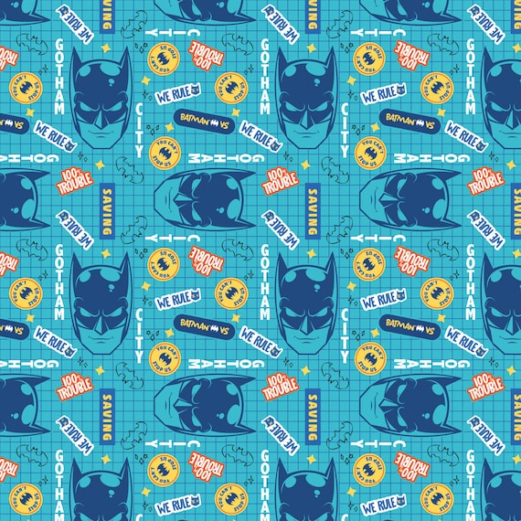 Batman Cotton Fabric by the Yard - Batman Gotham City Gridlock