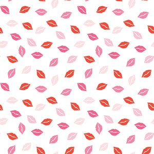 Kiss Fabric Fabric by the Yard - Sending Love Kisses White - Riley Blake C10084-WHITE