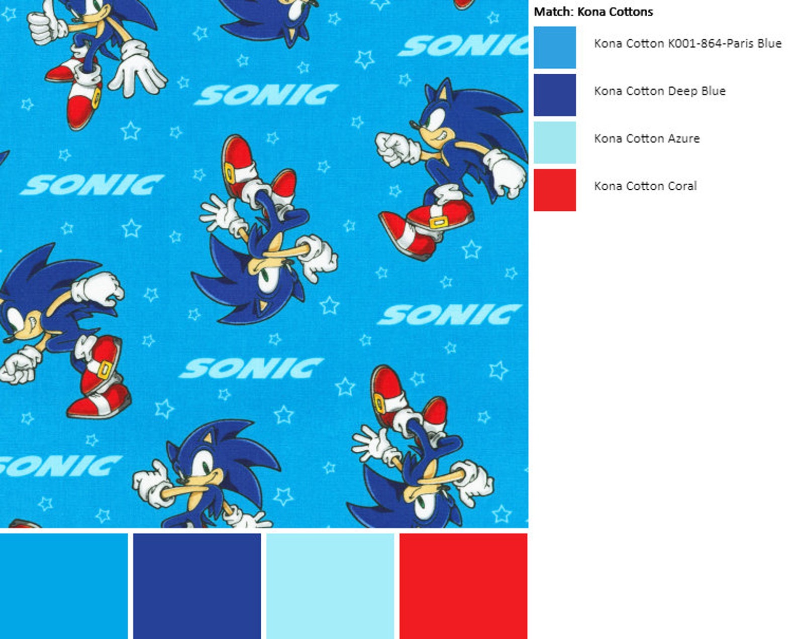 Sonic the Hedgehog Fabric by the Yard Sonic on Blue with | Etsy