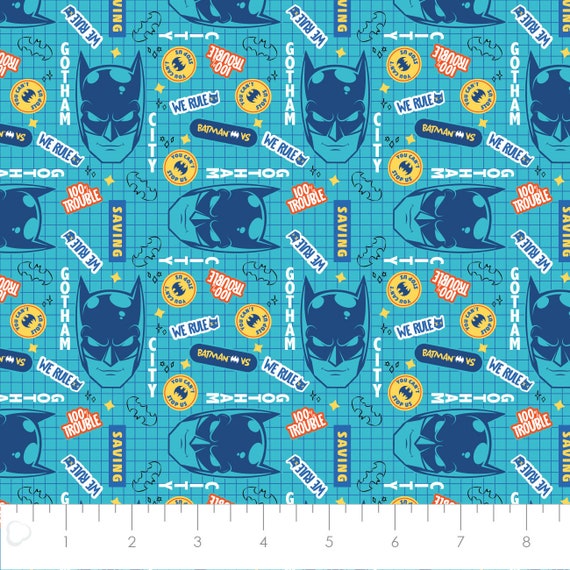 90s BAT MANファブリック布キルトmade in usa Batman Cotton Fabric by the Yard - Batman Gotham City Gridlock
