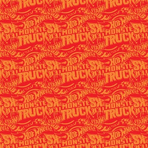 Hot Wheels Monster Truck Cotton Fabric by the Yard - Hot Wheels Monster Trucks Tonal Red - Riley Blake C12954-RED