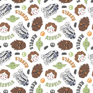 Star Wars Fabric by the Yard - Become a Rebel Sketch White - Camelot 73010702-1