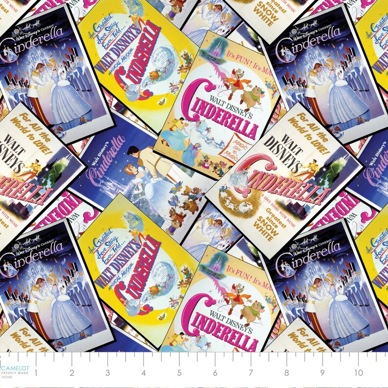 Cinderella Cotton Fabric by the Yard - Cinderella Classic Poster Stack ...