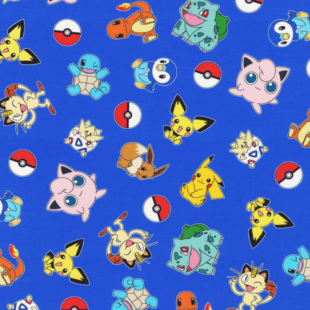 Pokémon Cotton Fabric by the Yard Pokemon Royal Blue - Etsy