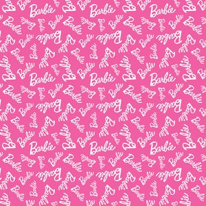 Barbie Cotton Fabric by the Yard - Barbie Girl Collection by Riley Blake -  Barbie Logo Hot Pink