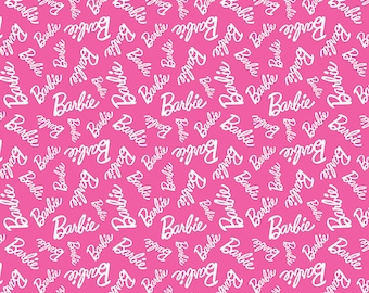 Barbie Cotton Fabric by the Yard - Barbie Girl Collection by Riley Blake -  Barbie Logo Hot Pink
