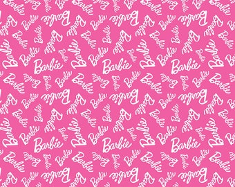 Barbie Cotton Fabric by the Yard - Barbie Girl Collection by Riley Blake -  Barbie Logo Hot Pink