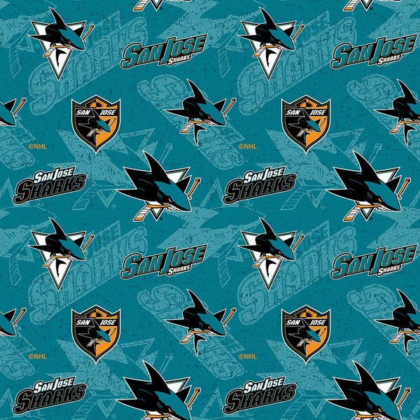 San Jose Sharks Cotton Fabric by the Yard - Tone on Tone Cotton - Sykel #1199