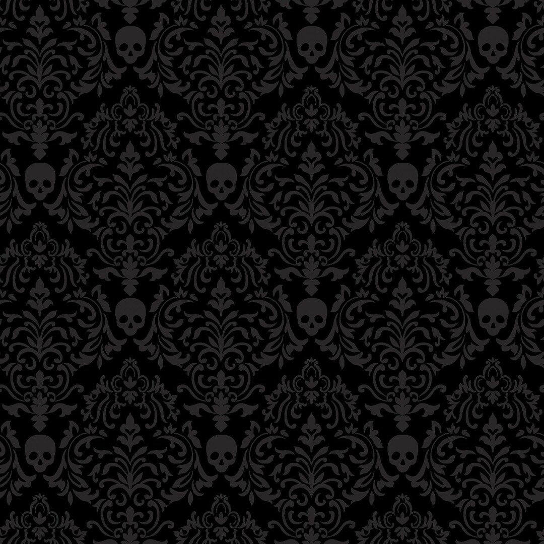Halloween Cotton Fabric by the Yard Spooky Night Spooky Small Damask