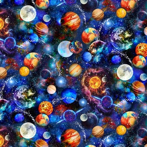 Space Cotton Fabric by the Yard - Outer Space - Timeless Treasures CD8233