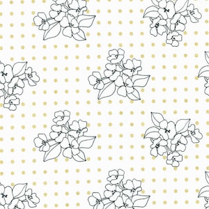 Gilded Floral Cotton Fabric by the Yard - Gilded Flower Dot Metallic Paper Gold - Alli K for Moda 11534-15M
