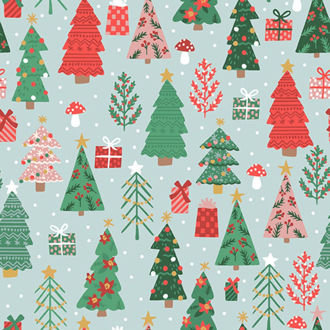 Christmas Tree Cotton Fabric by the Yard Polar Bear Lodge Etsy