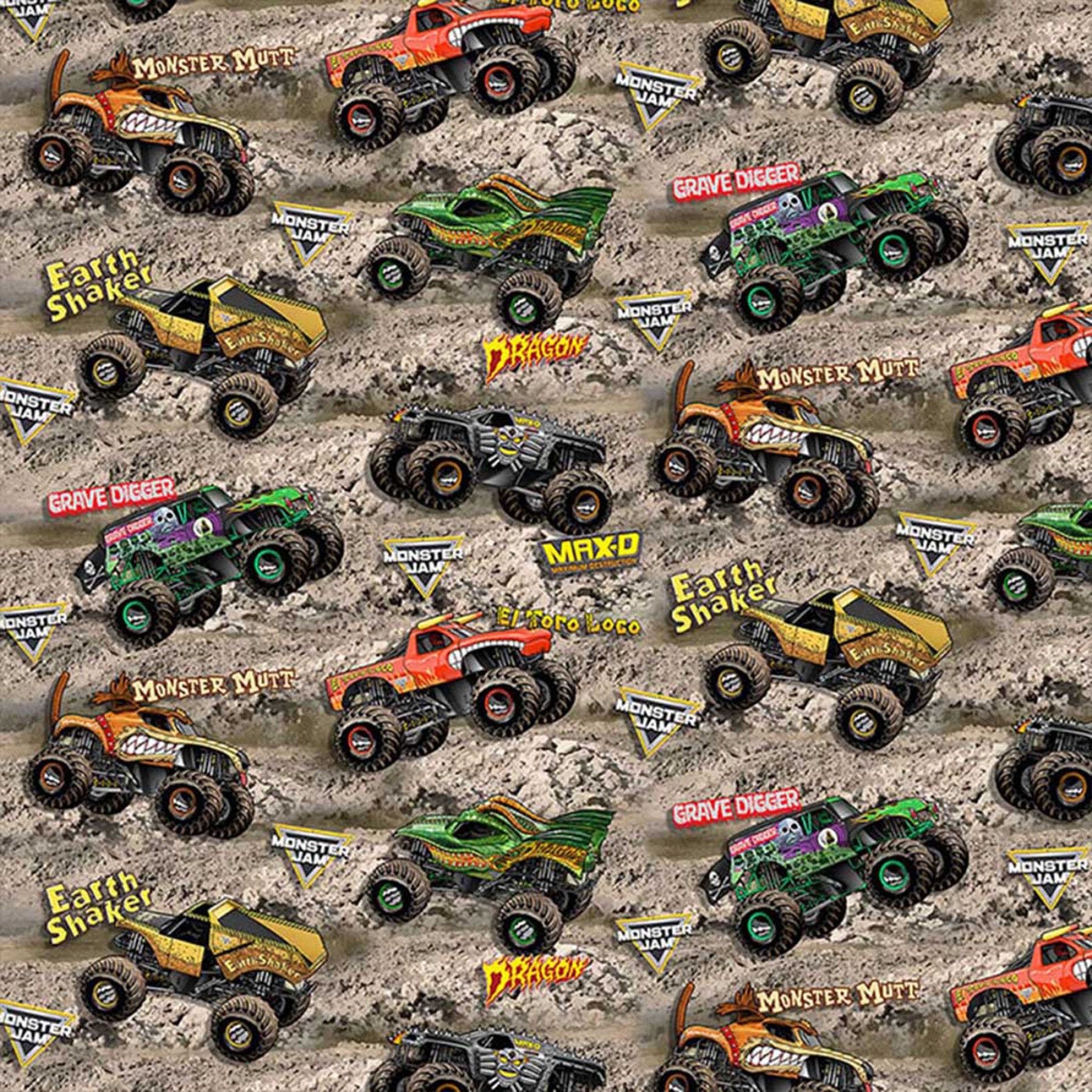 Monster Jam Fabric by the Yard Monster Trucks on Dirt Etsy