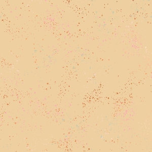 May include: A seamless pattern featuring a light tan background with scattered speckles of various colors. The speckles include shades of pink, orange, and light blue, creating a textured, abstract design. This pattern is suitable for fabric or wallpaper.