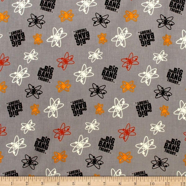 The Big Bang Theory Cotton Fabric by the Yard - Atoms Gray - Camelot 23680104-1