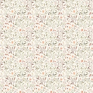 Floral Cotton Fabric by the Yard - Little Fawn & Friends Flora Cream  - Dear Stella 1910CREAM