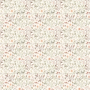 Floral Cotton Fabric by the Yard - Little Fawn & Friends Flora Cream  - Dear Stella 1910CREAM