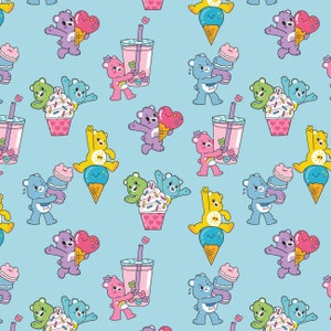 Care Bears Cotton Fabric by the Yard - Care Bears Sweet and Savory Sweet Treats Blue - Camelot 44010701-2
