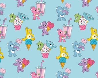 Care Bears Cotton Fabric by the Yard - Care Bears Sweet and Savory Sweet Treats Blue - Camelot 44010701-2