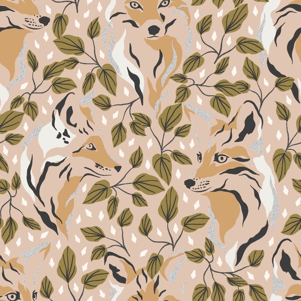 Fox Cotton Fabric by the Yard - Magic of Yosemite Elusive Fox Dusty Peach  - RJR Fabrics JD201-DP2M