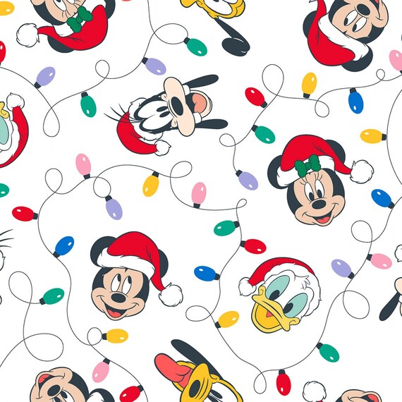 Mickey Mouse Christmas Cotton Fabric by the Yard Mickey & | Etsy