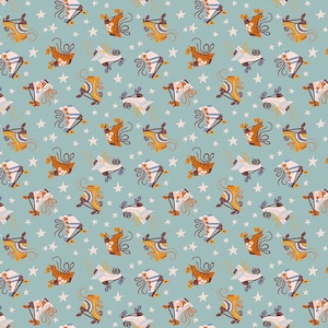 Roller Skate Cotton Fabric by the Yard - Shine On Roller Skates Scuba - Rae Ritchie for Dear Stella DRR2682-SCUBA