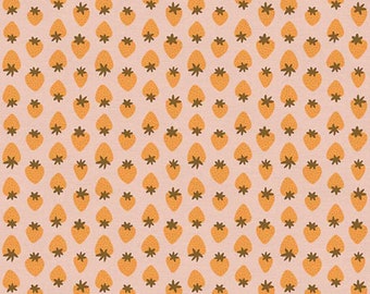 Fruit Cotton Fabric by the Yard - Fruity Strawberries Peach/Orange - Maja Faber for Paintbrush Studio 120-19893