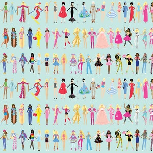 Barbie Cotton Fabric by the Yard - Barbie World Collection Barbie Dolls Powder - Riley Blake CD15021-POWDER