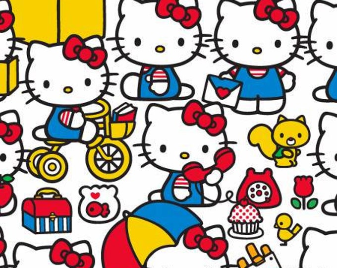 Hello Kitty Cotton Fabric by the Yard Sanrio Hello Kitty at Play