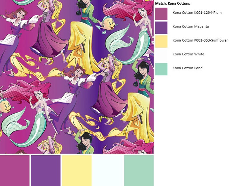 Disney Princess Fabric by the Yard Springs Creative 67828A570715 Princess Allover