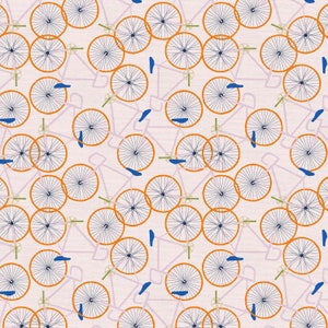 Bicycle Cotton Fabric by the Yard - Moody Sunday Crazyride Ecru - Paintbrush Studio 120-23612