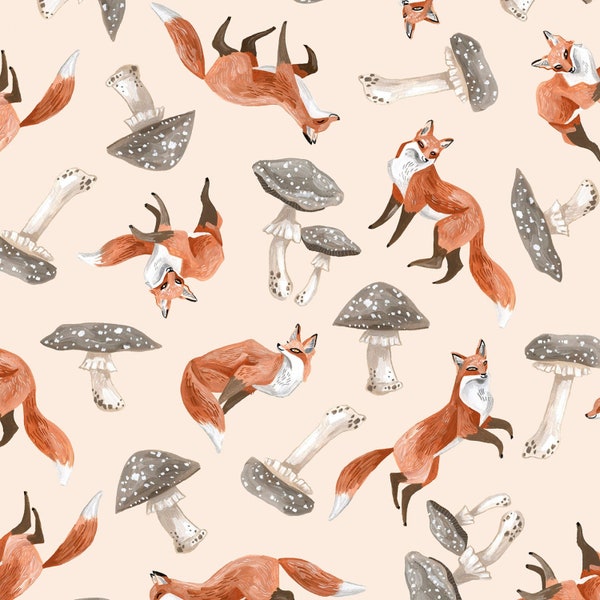 The Fae Cotton Fabric by the Yard - The Fae by Rae Ritchie Foxy Cream - Dear Stella DRR2234CREAM