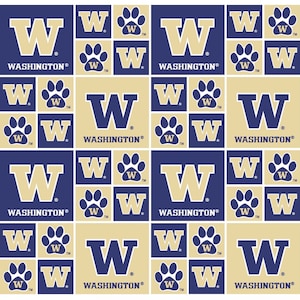 University of Washington Cotton Fabric by the Yard - Box Allover #020