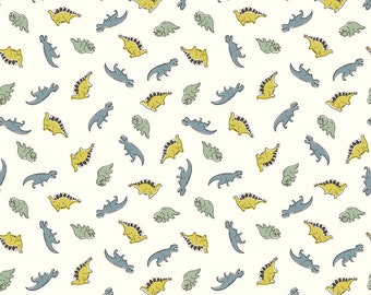 Dinosaur Cotton Fabric by the Yard - Roar by Citrus and Mint - Mini Dinos Cream - Riley Blake C12462-CREAM