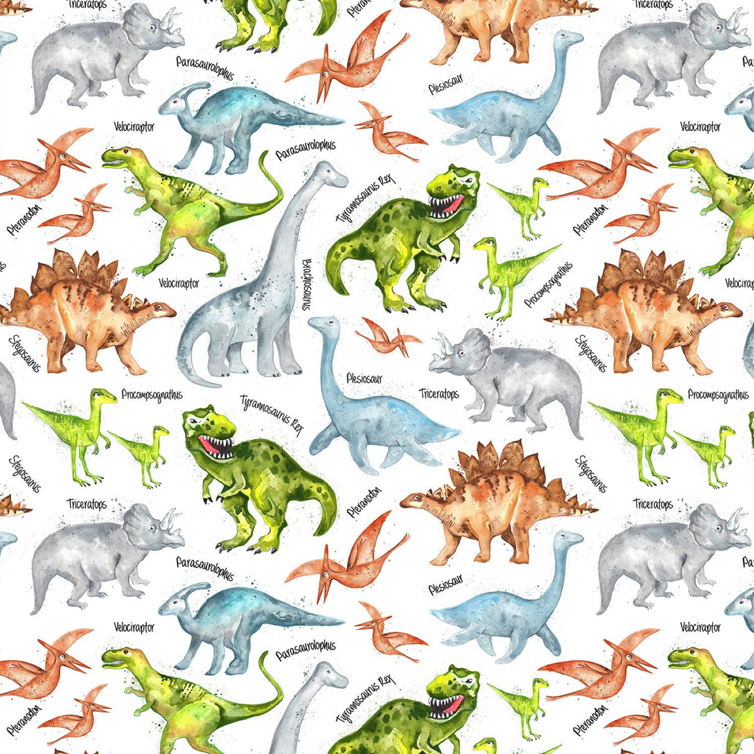 Dinosaur Cotton Fabric by the Yard Multicolor Dinosaurs on Etsy