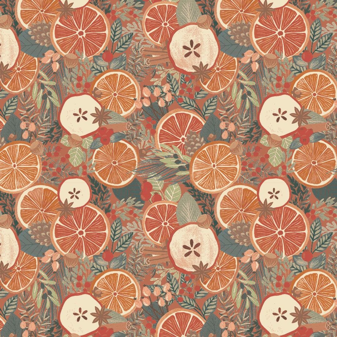 Fall Cotton Fabric by the Yard Holiday Spice Main Caramel Camelot