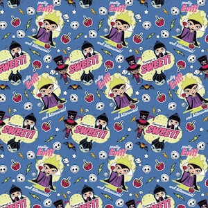 Disney Cotton Fabric by the Yard - Disney Villains Kawaii Pretty Evil Blue - Camelot 85130706-1