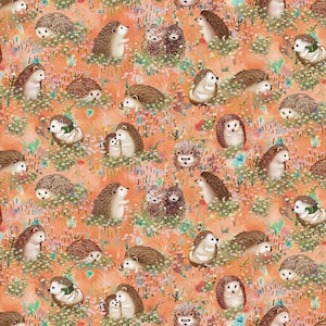 Hedgehog Cotton Fabric by the Yard - Hedgehog Village Hedgehogs Orange - Paintbrush Studio 120-13743