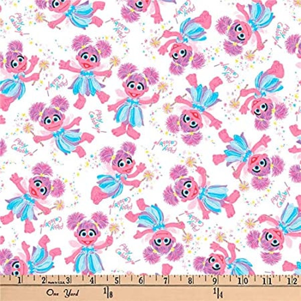 Sesame Street Cotton Fabric by the Yard - Abby Cadabby White - QT Fabrics 27547-Z