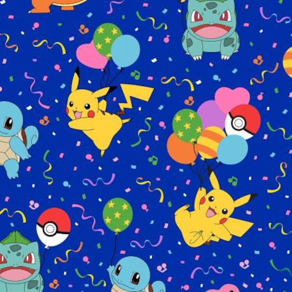 ポケモン - cotton Pokémon Cotton Fabric by the Yard - Pokémon Confetti Cobalt
