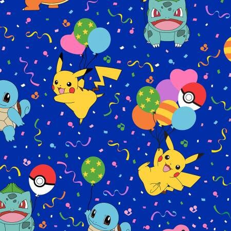 Pok mon Cotton Fabric by the Yard Pok mon Confetti Cobalt Robert