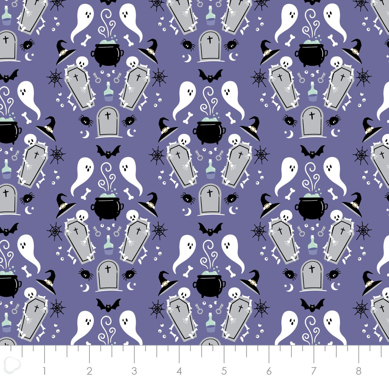 Ghost Halloween Cotton Fabric by the Yard - Spellbound Cursed Purple ...
