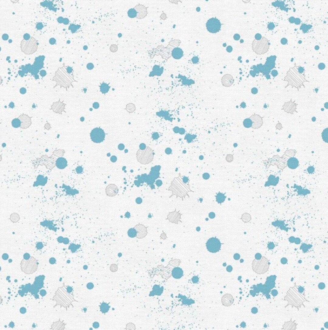 Paint Splatter Cotton Fabric by the Yard on Your Mark Ink Splats White