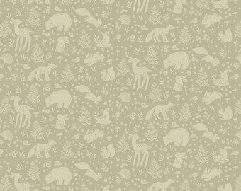 Woodland Cotton Fabric by the Yard - Little Forest The Forest Seafoam  - Dear Stella 2306SEAFOAM