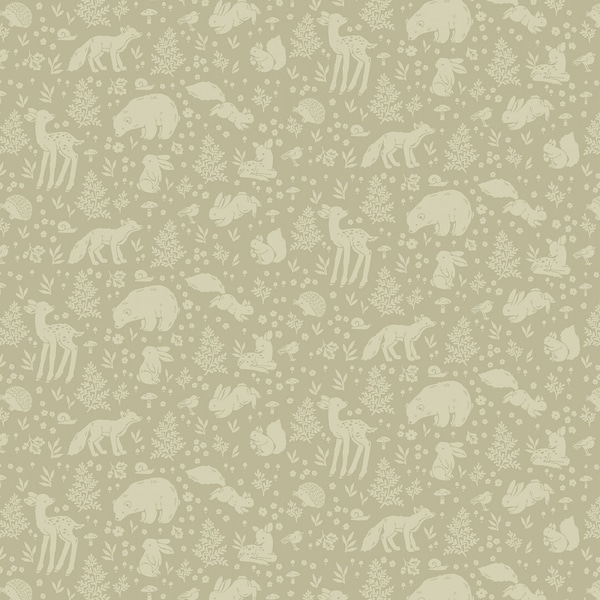 Woodland Cotton Fabric by the Yard - Little Forest The Forest Seafoam  - Dear Stella 2306SEAFOAM