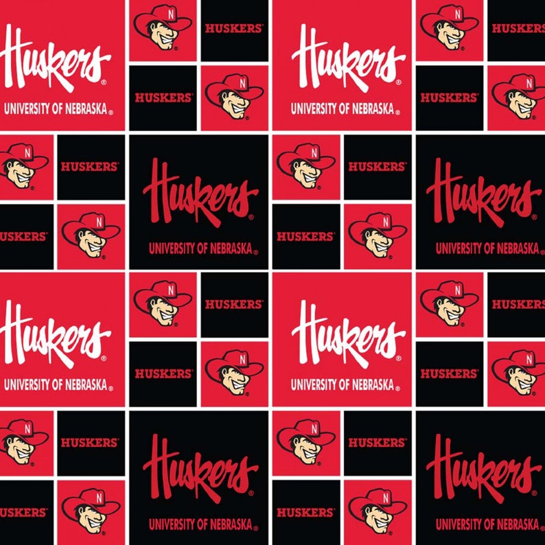 University of Nebraska Fabric by the Yard Box Allover #020