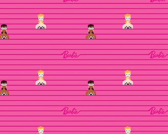 Barbie Cotton Fabric by the Yard - Barbie World Collection Barbie Stripe Hot Pink - Riley Blake C15022-HOTPINK